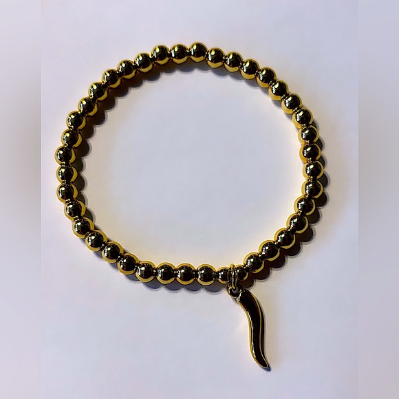 Hand Crafted Accessories - 18k gold filled bracelet with horn charm. Size 7 inches